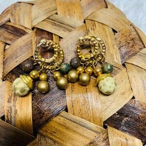 Vintage Gold Boho Drop Chandelier Earrings 2.7"5"